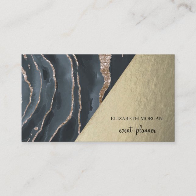 Modern Stylish Gold Black Marble,Geometric Business Card (Front)