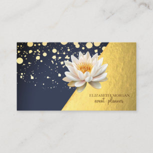 Modern Stylish Gold,Dots,Geometric Lotus Business Card