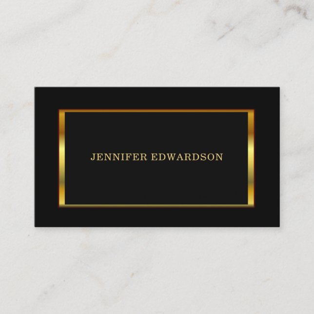 Modern stylish Gold frame black professional Business Card (Front)