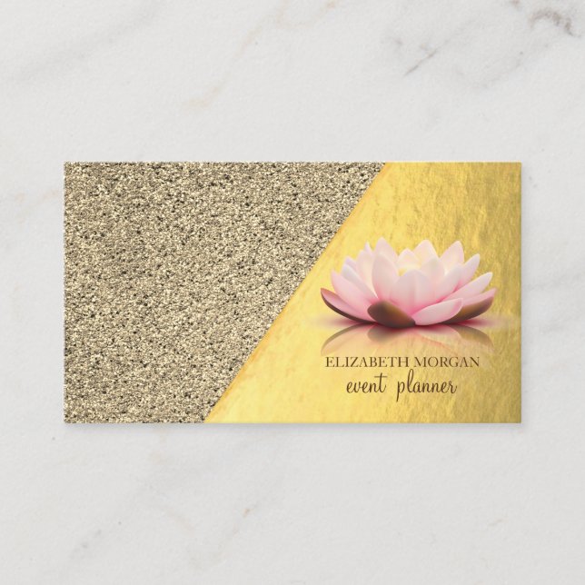 Modern Stylish Gold, Marble,Geometric,Lotus Business Card (Front)