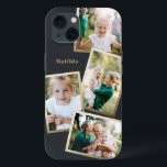 Modern stylish gold multi photo family electronic iPhone 13 case<br><div class="desc">Modern stylish gold multi photo family electronic phone case design. Ideal birthday,  Christmas,  mothers day or Fathers day design. Colours can be changed.</div>