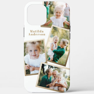Modern stylish gold multi photo family electronic iPhone 12 pro max case