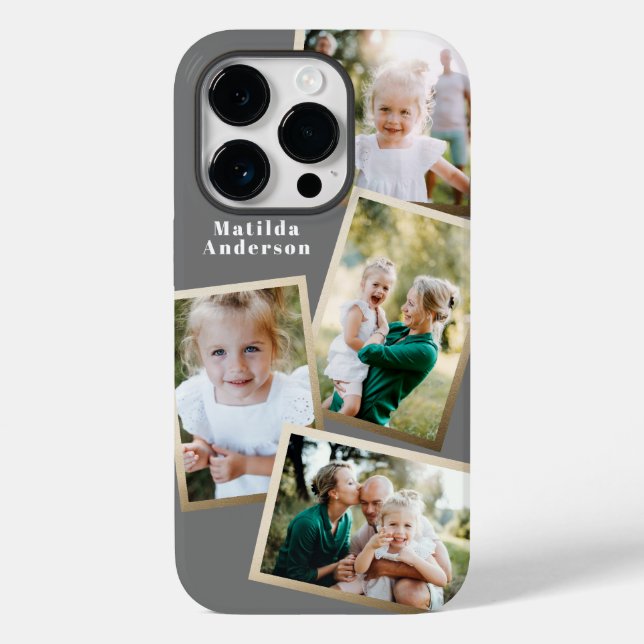 Modern stylish gold multi photo family electronic Case-Mate iPhone case (Back)