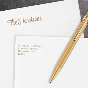 Modern Stylish Gold Script Return Address Wrap Around Label