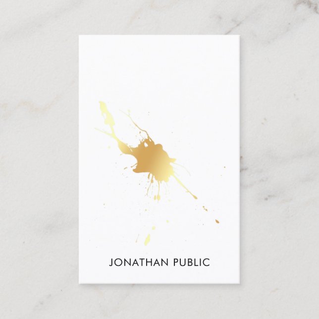 Modern Stylish Gold Splash Professional Elegant Business Card (Front)