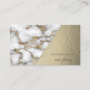 Modern Stylish Gold White Marble,Geometric Business Card