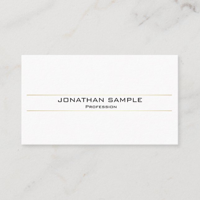 Modern Stylish Gold White Minimalistic Trendy Business Card (Front)