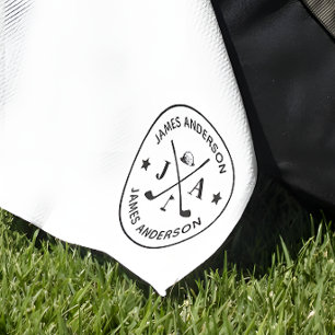 Modern Stylish Golfer Monogram & Name Personalised Golf Towel