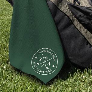 Modern Stylish Golfer Monogram & Name Personalized Golf Towel