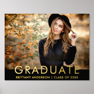 Modern Stylish Graduate Photo Gold Foil Prints