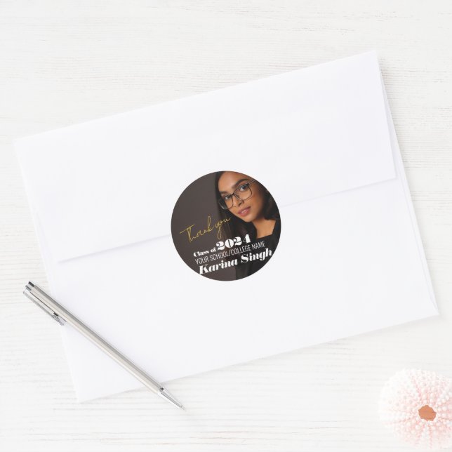 Modern Stylish Graduation party message Classic Round Sticker (Envelope)