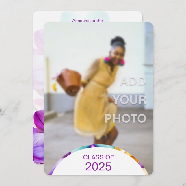 Modern Stylish Graduation Photo Invitation (Front/Back)