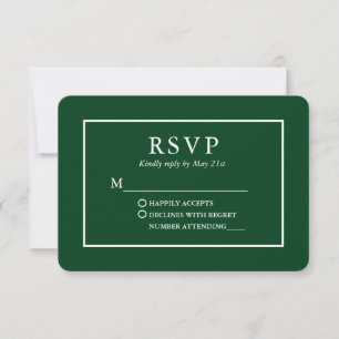 Modern Stylish Green Wedding RSVP Card