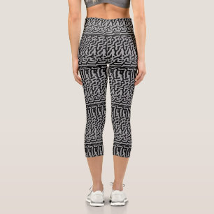 Modern  Stylish Grey & Black Classic  Capri Leggings