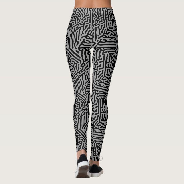 Modern  Stylish Grey & Black Classic   Leggings (Back)