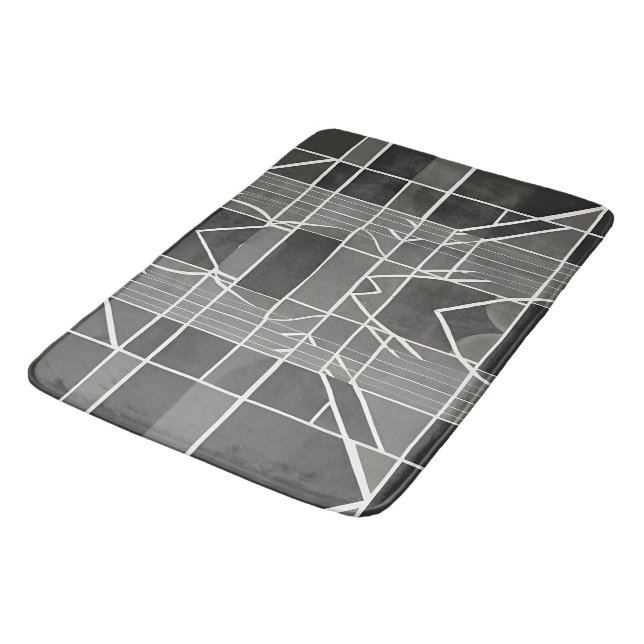 Modern Stylish Grey Geometric Pattern  Bath Mat (Angled)