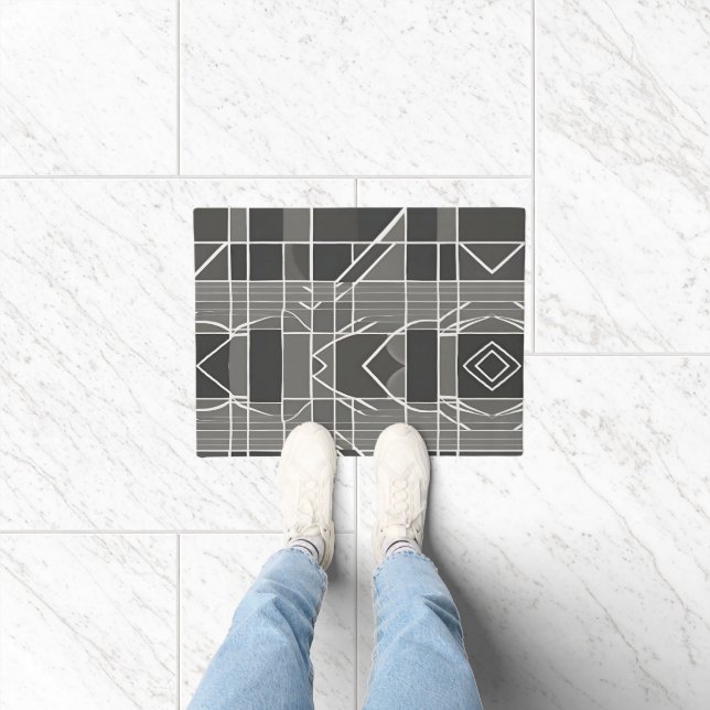 Modern Stylish Grey Geometric Pattern  Doormat (Indoor)