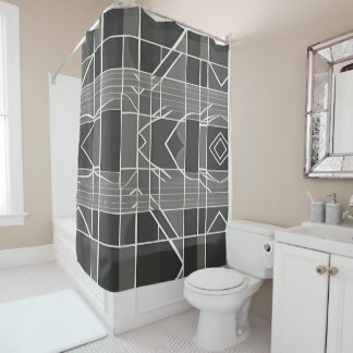Modern Stylish Grey Geometric Pattern  Shower Curtain