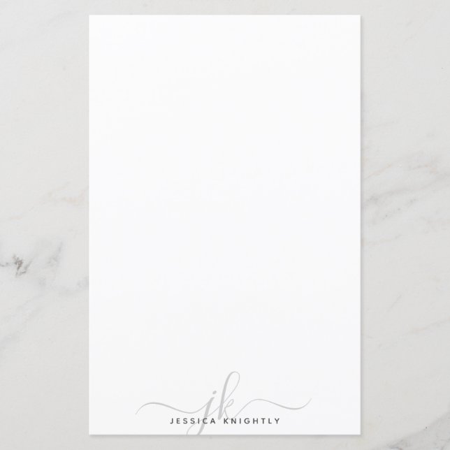 Modern Stylish Grey Monogram Initials Minimal (Front)