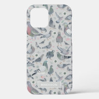 Modern Stylish Grey Pigeon Birds Pattern