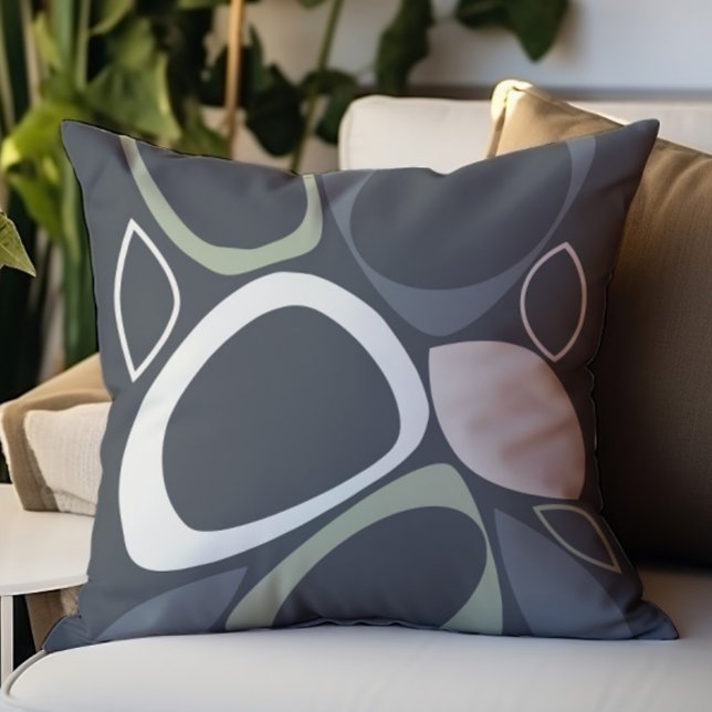 Modern Stylish Grey Sage Green Abstract Pattern Cushion (Creator Uploaded)