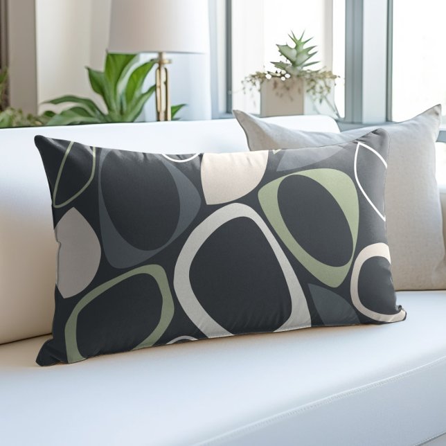 Modern Stylish Grey Sage Green Abstract Pattern Decorative Cushion (Creator Uploaded)
