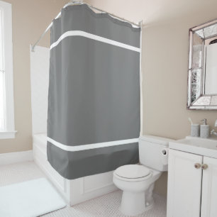 Modern Stylish Grey White Top Bottom Edge Stripes Shower Curtain