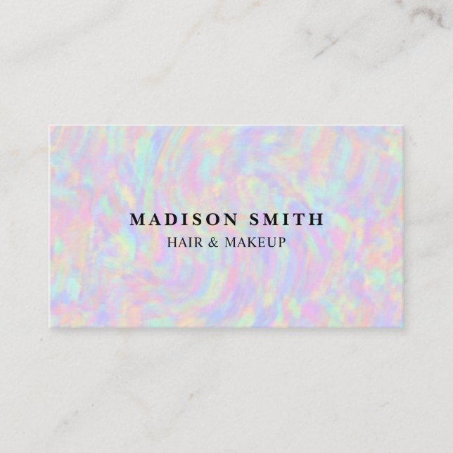 Modern Stylish Holographic Beautician Makeup  Business Card (Front)