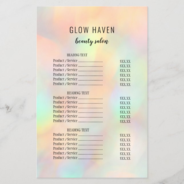 Modern Stylish Holographic Beauty Salon Flyer (Front)