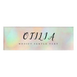 Modern Stylish Holographic Beauty Salon Name Tag