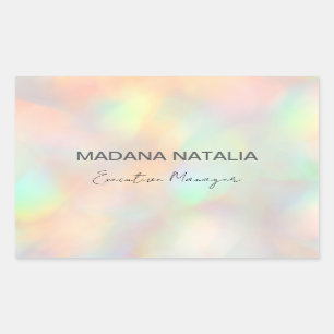 Modern Stylish Holographic Beauty Salon Rectangular Sticker