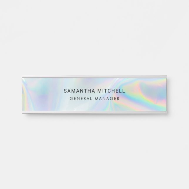 Modern Stylish Holographic Business Employees Door Sign (Front)
