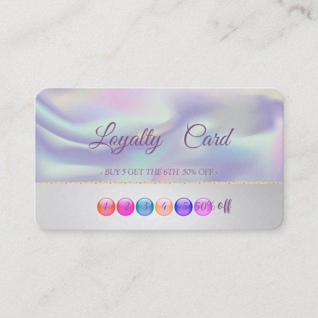 Modern Stylish Holographic Makeup  Loyalty Card (Front)
