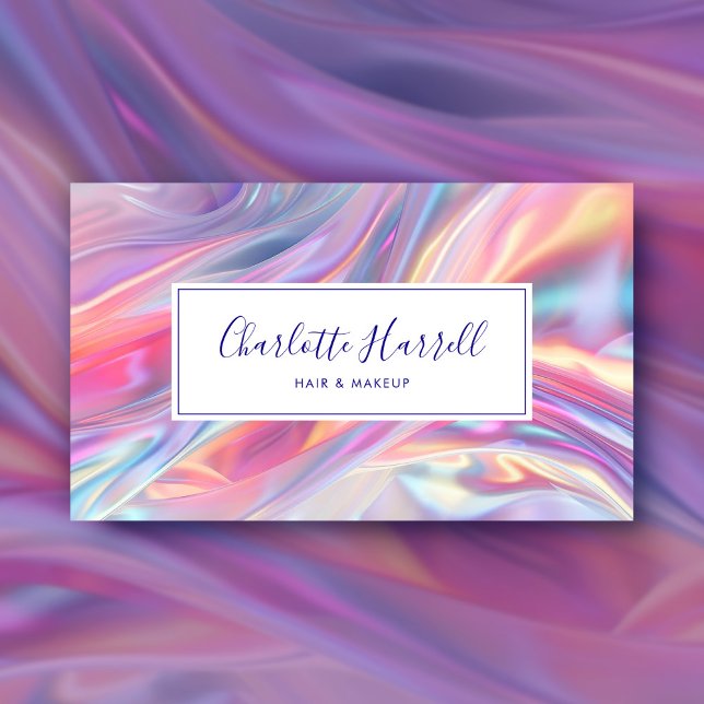 Modern Stylish Holographic Script Business Card (Creator Uploaded)
