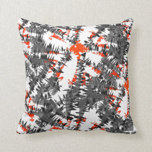 Modern Stylish Ikat Abstract Orange Grey Mix Cushion