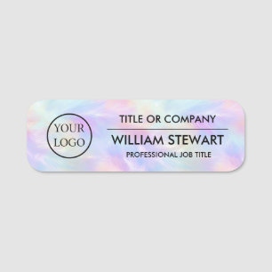 Modern Stylish Iridescent Opal logo Employee Staff Name Tag