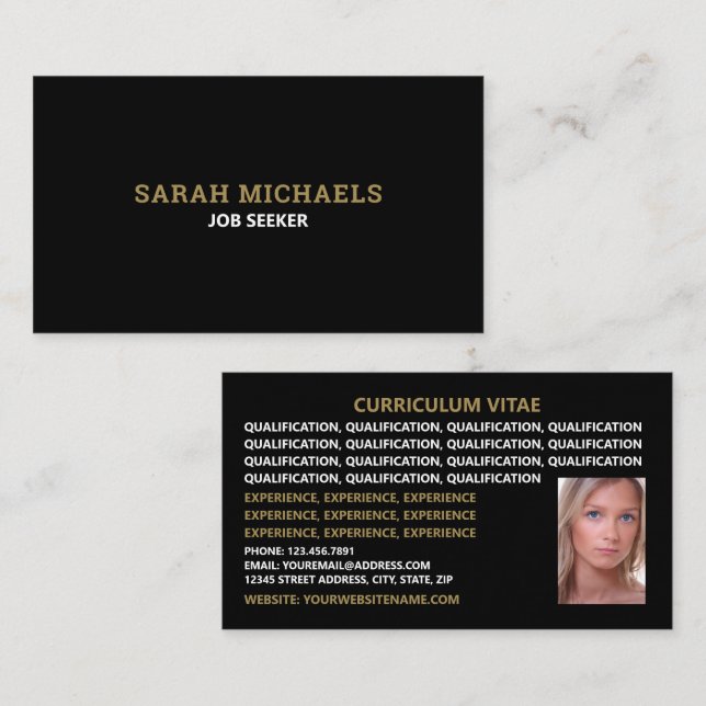 Modern & Stylish Job Seekers Curriculum Vitae Business Card (Front/Back)