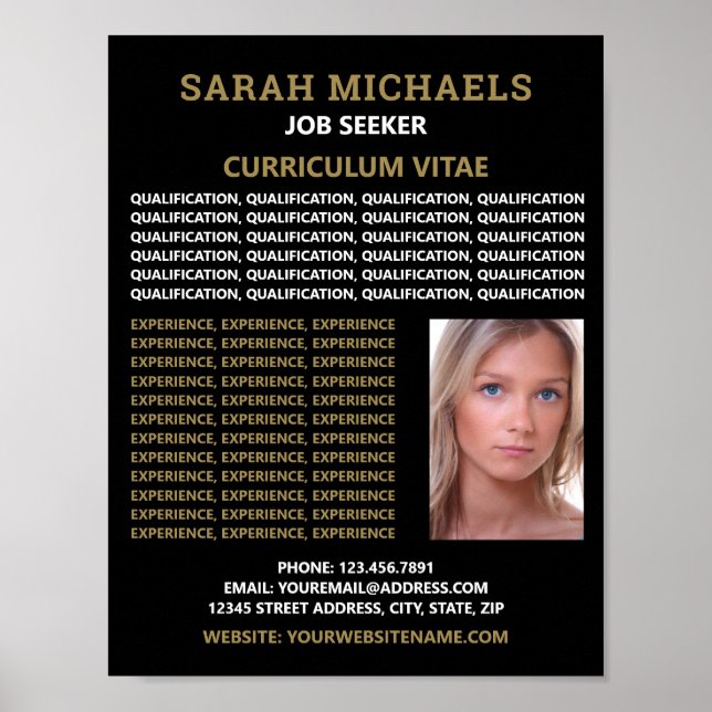 Modern & Stylish Job Seekers Curriculum Vitae Poster (Front)