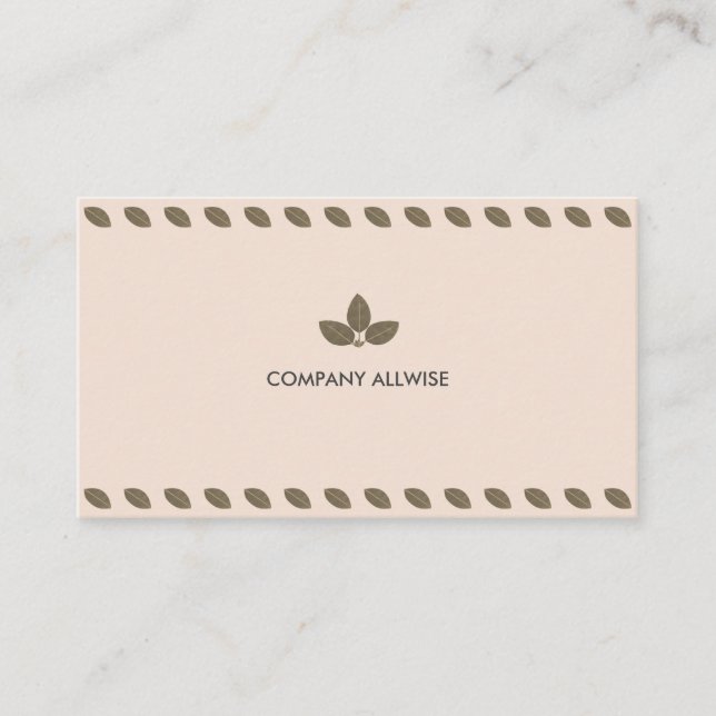 Modern Stylish Laurel Leaves on Beige Business Card (Front)