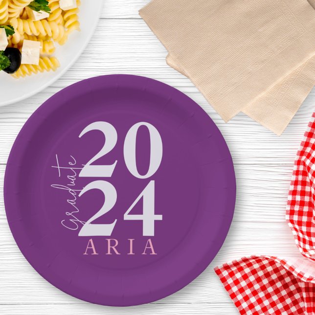Modern Stylish Lavender Purple Graduation Party Paper Plate (Creator Uploaded)