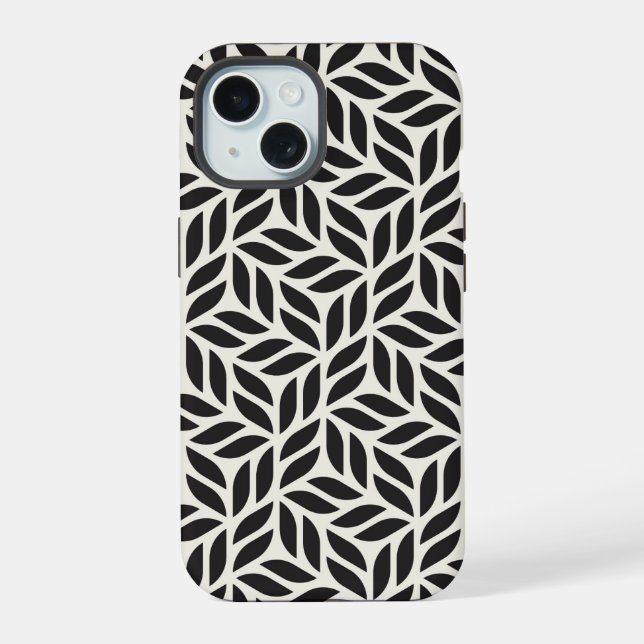 Modern Stylish Leaf Pattern iPhone 15 Case (Back)
