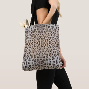 Modern stylish leopard cheetah fur animal print tote bag