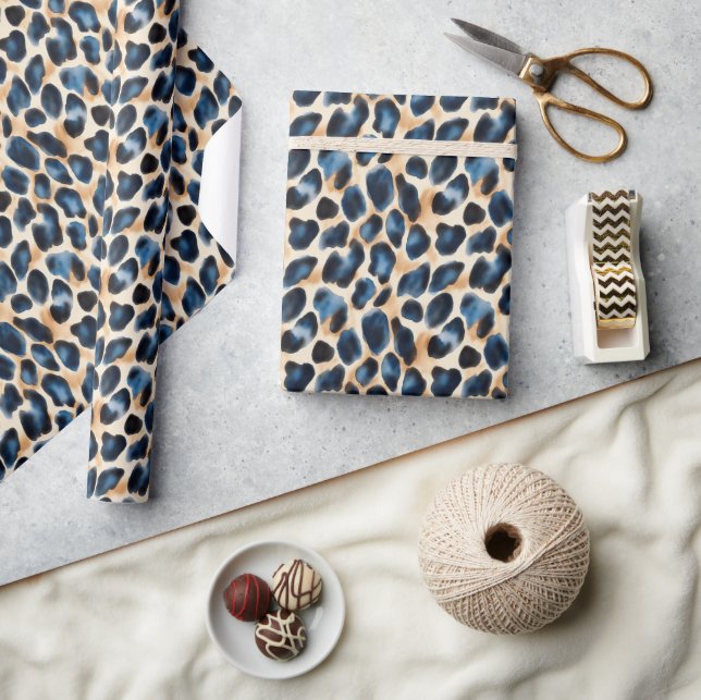 Modern Stylish Leopard Pattern Watercolor Style Wrapping Paper (Crafts)