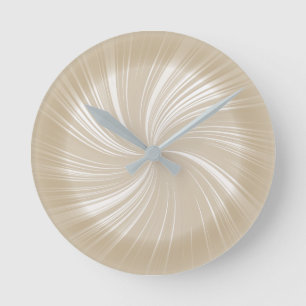 Modern Stylish Light Brown Radiant Twirl Pattern Round Clock