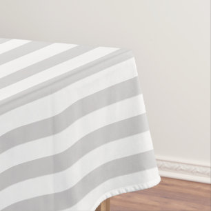 Modern Stylish Light Grey White Stripes Pattern Tablecloth