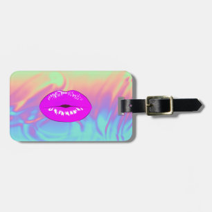 Modern Stylish Lips,Ombre Holographic Luggage Tag