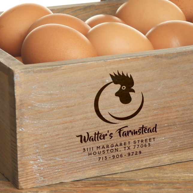 Modern & Stylish Logo Business Family Chicken Farm Rubber Stamp (Creator Uploaded)