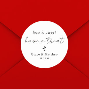 Modern Stylish Love is Sweet Wedding Favour Classic Round Sticker