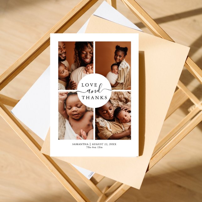 Modern Stylish Love Thanks Photo Birt Announcement (Creator Uploaded)