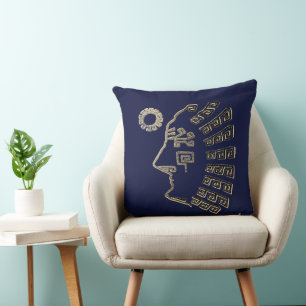 Modern Stylish Machu Picchu on Navy Blue Cushion